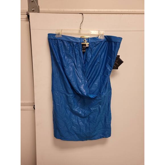 Baby Phat Ocean Blue Faux Leather Mini Dress Size XL Womens Designer Fashion - Picture 1 of 5